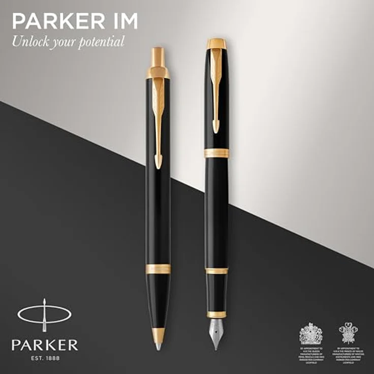 Parker Pen IM Black GT, Schreibstifte-Set mit Edelstahlspitzen, gold und schwarz, 2er Pack in Geschenkbox – Bild 2