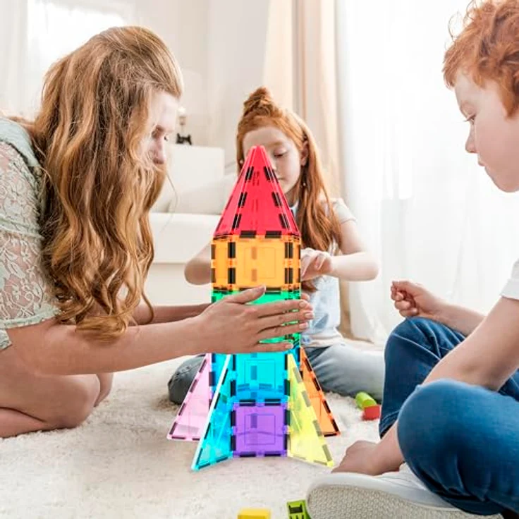 PicassoTiles 32 Stück Magnetisch Building Block Rocket Booster Thema Set Magnet Konstruktion Spielzeug - Blendfreie Oberfläche, ideal für Child Brain Development – Bild 3