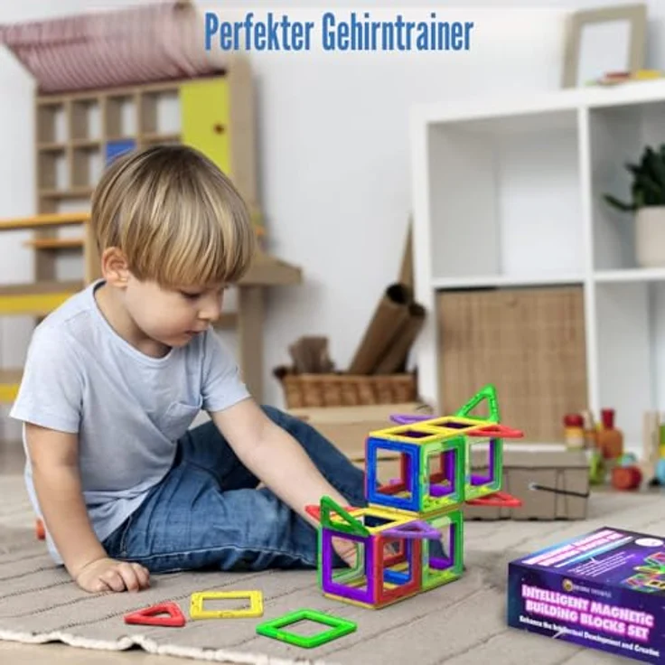 Desire Deluxe Magnetische Bausteine, 30-teiliges Konstruktionsspielzeug-Set für Kinder, Spiel | STEM Kreativität, pädagogische Magnete Spielzeugblöcke Jungen und Mädchen im Alter von 3 4 5 6 7 Jahren – Bild 6