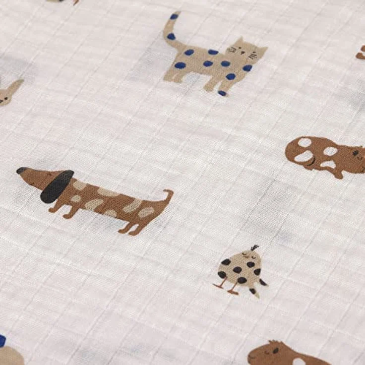 LÄSSIG Baby Puckdecke Spuckdecke Pucktuch Mulltuch 3er Set Baumwolle 60 x 60 cm/Swaddle & Burp Blanket M Little Mateys Dog – Bild 2