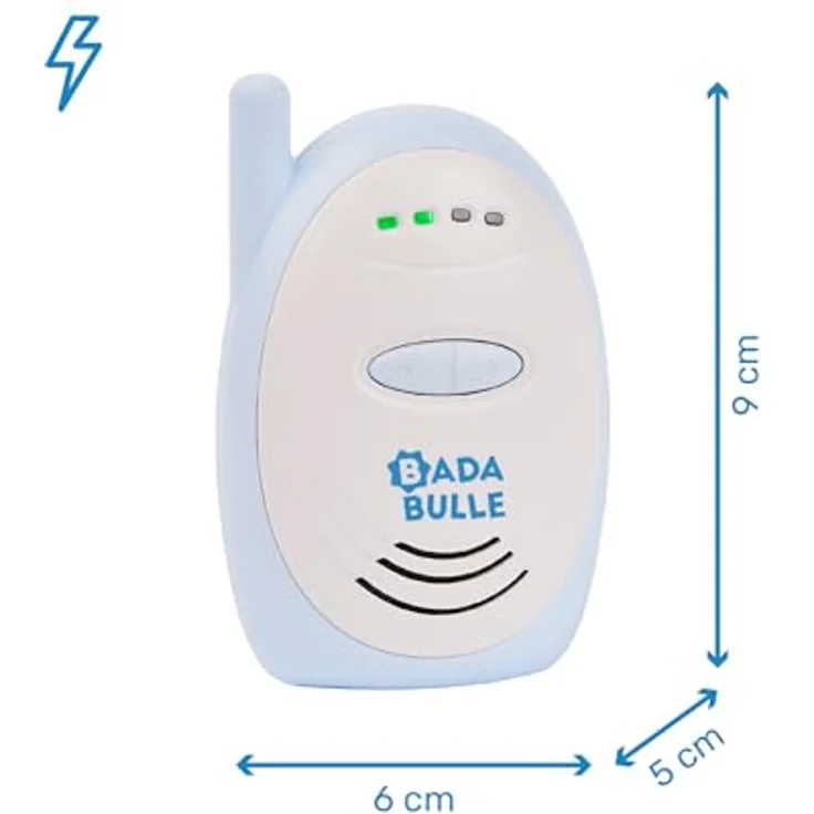 Badabulle Audio-Babyphone 300m Reichweite, akustischer und visueller Alarm, Batterie- und Netzbetrieb, kompakt mit Gürtelclip – Bild 7