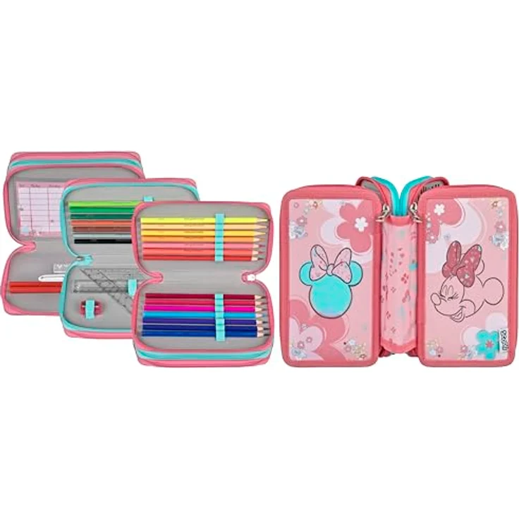 Scooli - Tripledecker Schüleretui Minnie Mouse - Großes Schüleretui mit hochwertigen Stiften - praktisch und funktional - hochwertige Qualität - ab 6 Jahren – Bild 5