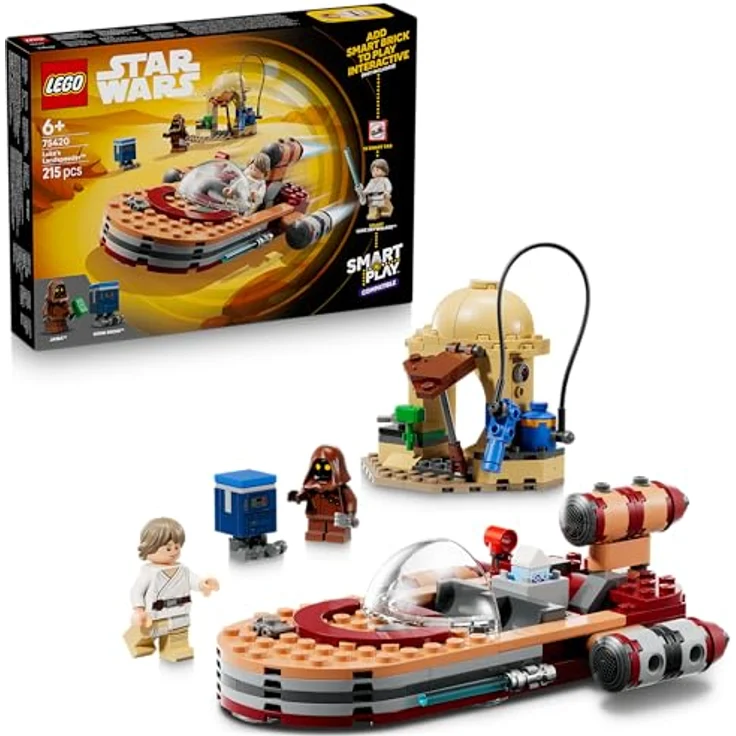 LEGO Star Wars 75420 SMART Play: Lukes Landspeeder, interaktives Spielzeug mit SMART Tag und Luke Skywalker Minifigur, inkl. Tankstelle und Droiden, ab 6 Jahren – Bild 1