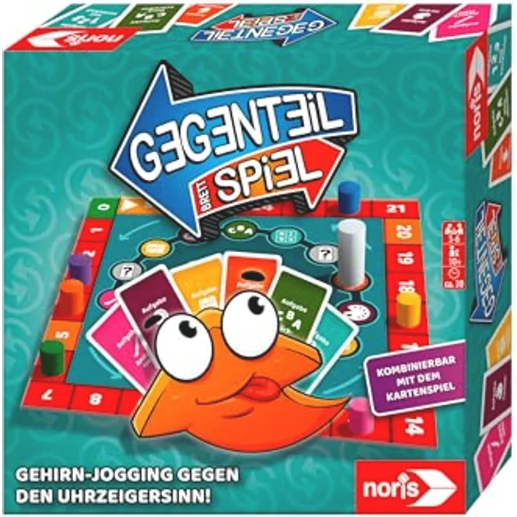 Noris Gegenteil Spiel - verrücktes Konzentrationsspiel für Kinder und Erwachsene, kombinierbar mit Kartenspiel, ab 10 Jahre – Bild 1