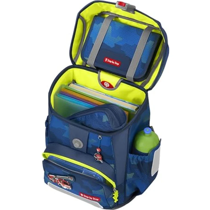Step by Step Schulranzen-Set Cloud Fire Engine Brandon, 5-teilig, blau, Feuerwehr, ergonomischer Tornister mit Reflektoren, höhenverstellbar mit Hüftgurt, 19l, ab der 1. bis 4. Klasse – Bild 5