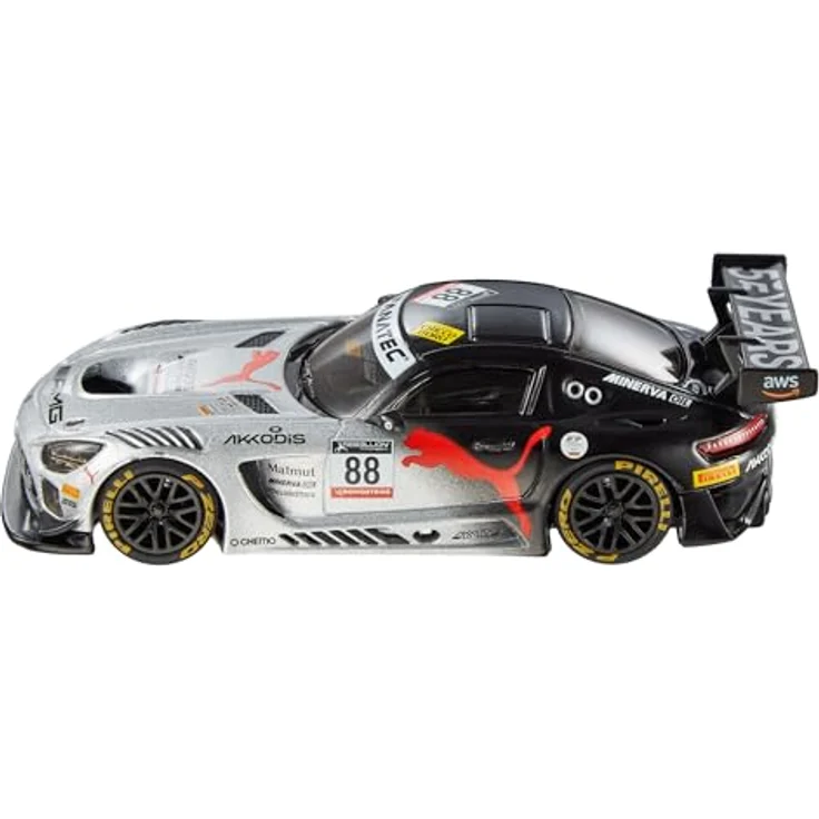 Hot Wheels Premium Mercedes-AMG GT3, 1:43 Modellfahrzeug mit Real-Riders-Reifen, Metall/Metall-Karosserie, offiziell lizenziertes Sammler-Repiklat HMD44 – Bild 4