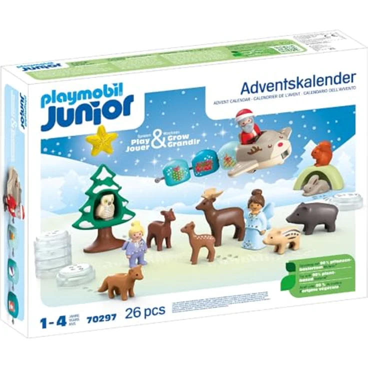 PLAYMOBIL JUNIOR 70297 Adventskalender Schneeweihnacht, nachhaltiges Spielzeug aus pflanzenbasierten Kunststoffen, für Kinder ab 1 Jahr – Bild 2