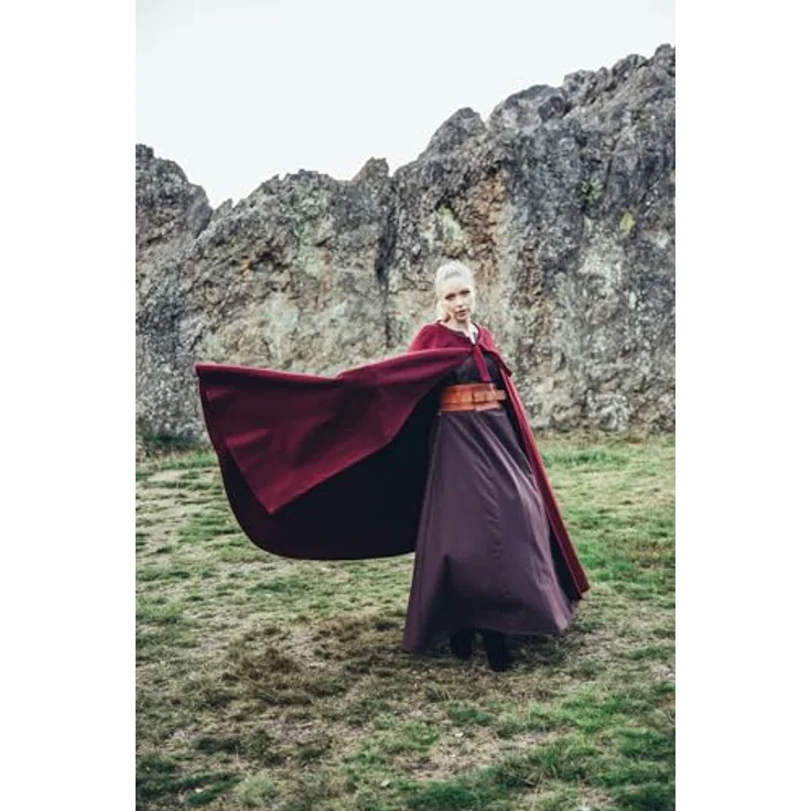 Leonardo Carbone® Mittelalter Umhang ohne Kapuze Kuno - Damen & Herren, Cape Männer, Hobbit Kostüm, LARP, Wikinger, Cosplay - Rot – Bild 2