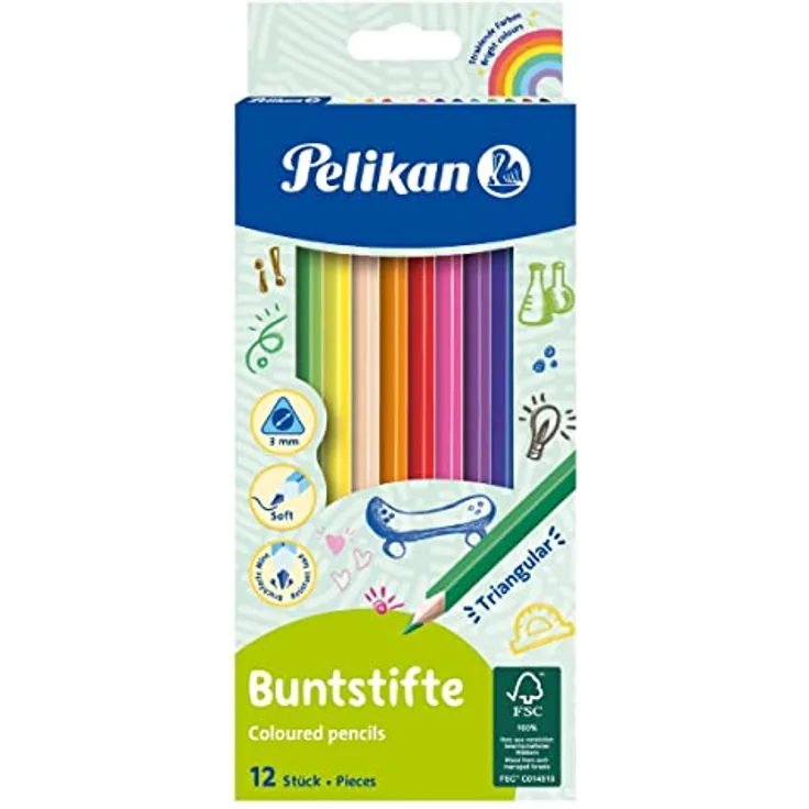 Pelikan 700115 Buntstifte, dreikant, 12 Stück, FSC