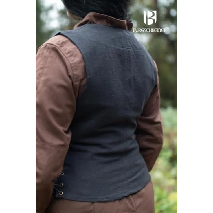 Burgschneider Weste Marian, schwarz, XXL, Baumwolle, Mittelalter Fantasy für Ranger, hochwertige Gewandung – Bild 5