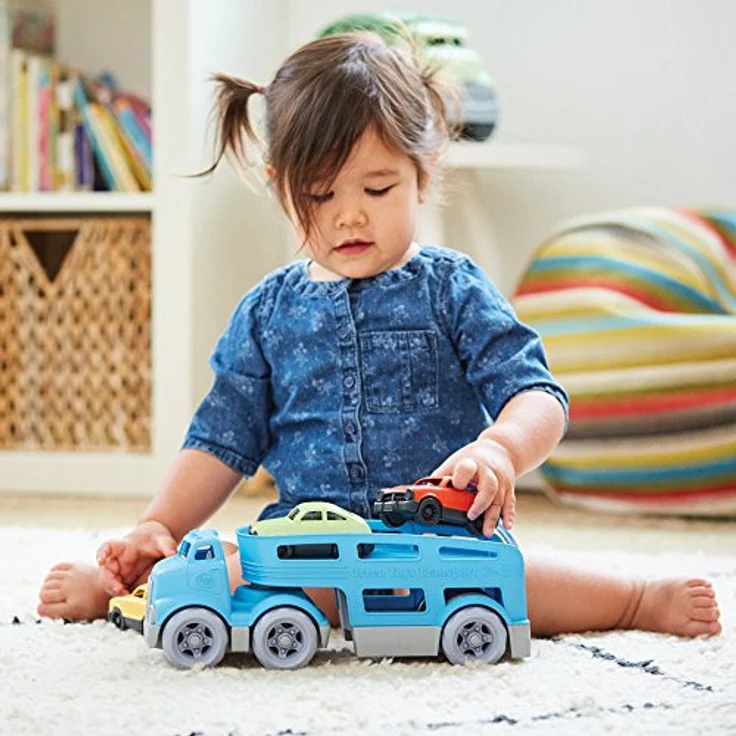 Green Toys 8601237, Auto-Transporter mit 3 Autos, nachhaltiges Spielfahrzeug für Kinder ab 3 Jahren – Bild 4