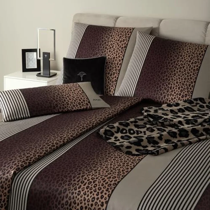 Joop! Bettwäsche Leo Taupe 1 Bettbezug 140 x 200 cm + 1 Kissenbezug 70 x 90 cm, Mako-Satin, hergestellt in Deutschland, hochwertiger Qualitätsreißverschluss, hautsympathisch – Bild 2