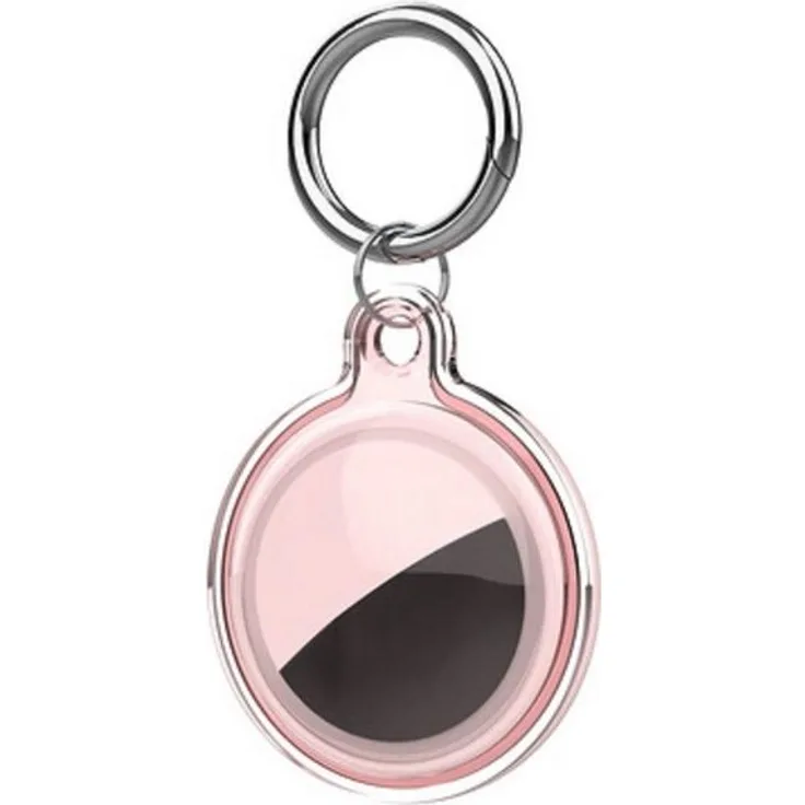 COFI 1453 Schlüsselanhänger Schutzhülle für Apple AirTag, wasserdicht, pink, 360° Schutz, Karabinerhaken