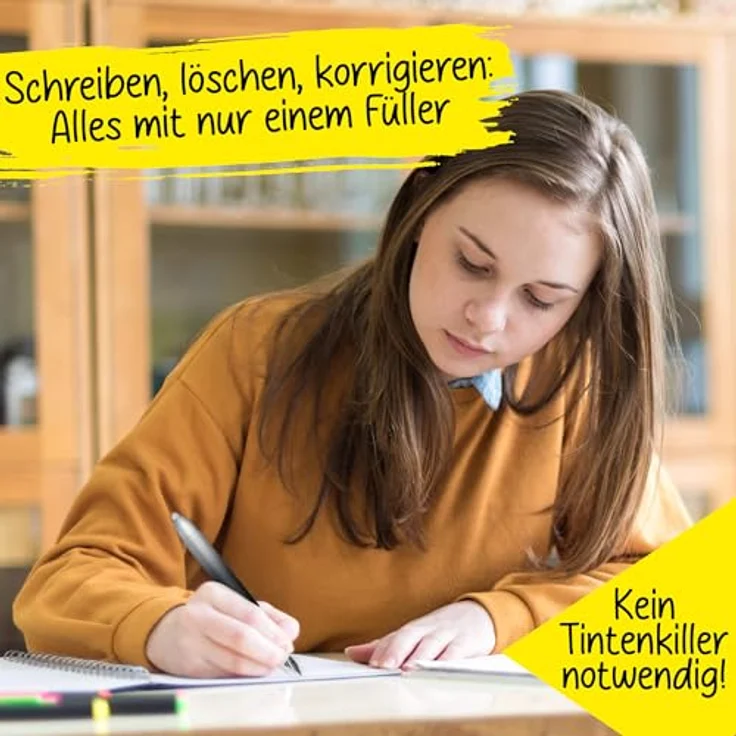 Online Pen magiXX Radierbarer Füller, blaue Tinte, inkl. 4 Patronen, Schreibgerät für Rechts- und Linkshänder – Bild 3