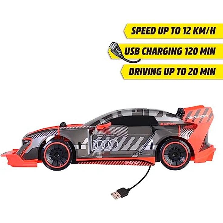 Dickie Toys - RC Audi S1 E-Tron Quattro Drift Car (30 cm) - RC Auto mit 2-Kanal FS Fernsteuerung (2,4 GHz) & Allradantrieb - ferngesteuertes Auto für Kinder ab 6 Jahre, bis 12 km/h – Bild 3