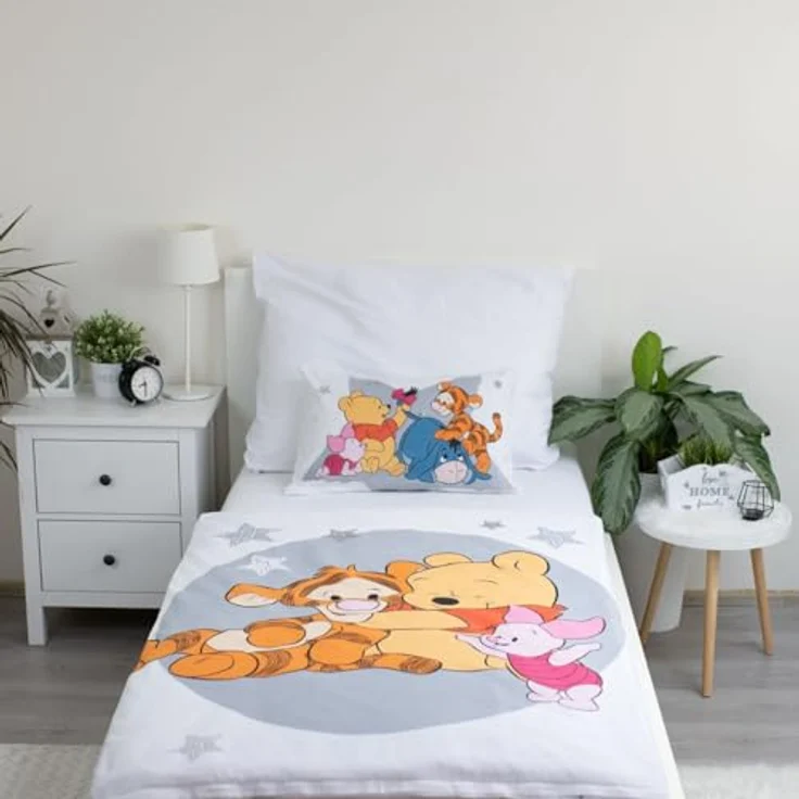 Jerry Fabrics Bettwäsche Winnie Puuh und seine Freunde, Wendebettwäsche für Babys oder kleines Bett, 100 % Baumwolle, mit Tigger, I-Aah und Ferkel – Bild 3