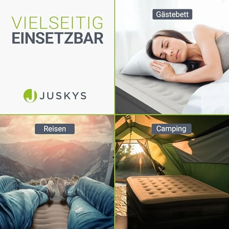 Juskys Luftmatratze Sapri, Doppel-Luftbett, selbstaufblasend, wasserdicht, inkl. Pumpe, Tasche, Grau, Anthrazit – Bild 6