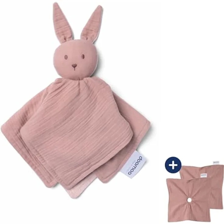Doomoo You&Me Schnuffeltuch Baby, Schmusetuch aus Bio-Baumwolle und organischem Frottee, 2 in 1, Öko-Tex zertifiziert, pink