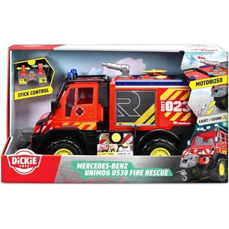 Dickie Toys Unimog U530 Fire Rescue (50 cm) - Großes Feuerwehrauto mit Wasserspritze & Seilwinde per Stick-Controller, Kinder-Spielzeug ab 3 Jahre mit Licht & Sound, inkl. Batterien – Bild 8