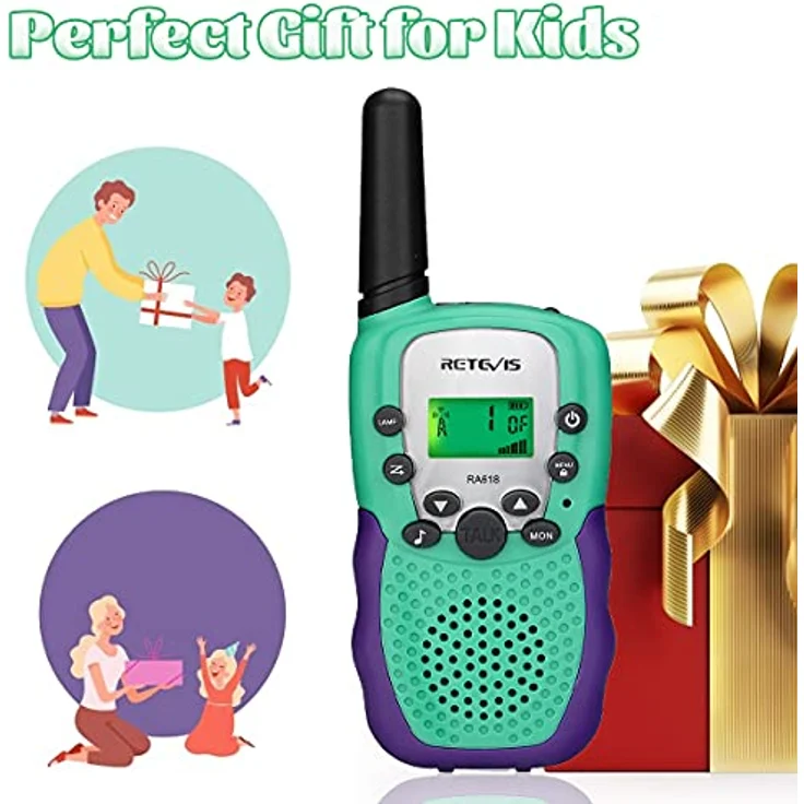 Retevis RA618 Walkie Talkies für Kinder, 8 Kanäle, VOX-Funktion, mit Taschenlampe, Grün, für Verstecken, Camping und Wandern (1 Paar) – Bild 4
