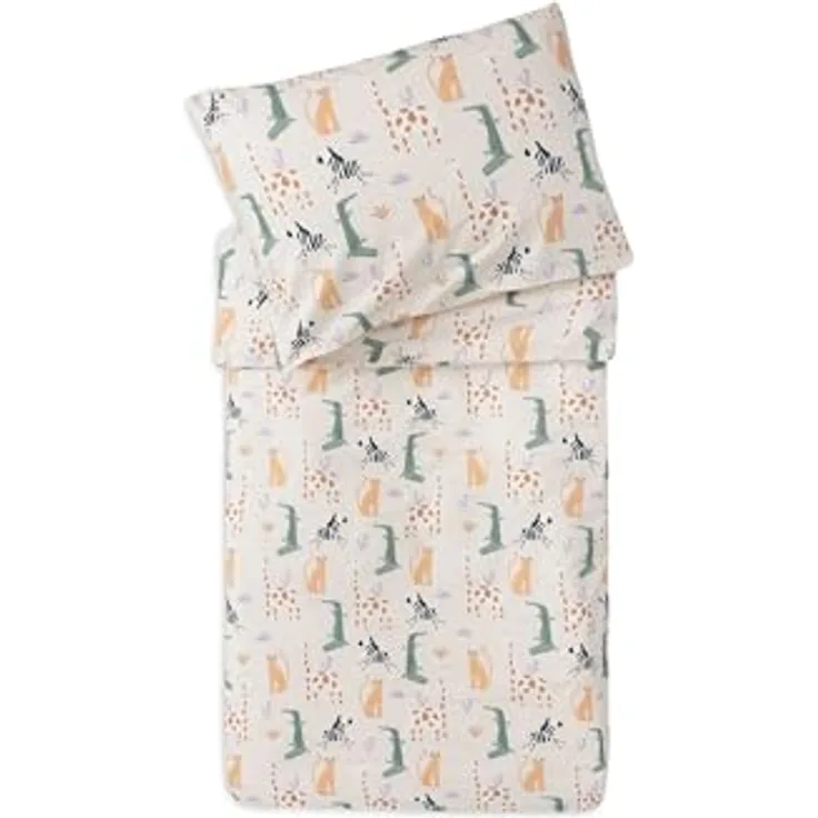Jollein Kinderbettwäsche Jungle Jambo 100x140cm 100% Baumwolle Oeko-TEX Zertifiziert Babybettwäsche mit Kissenbezug Bettwäsche Set