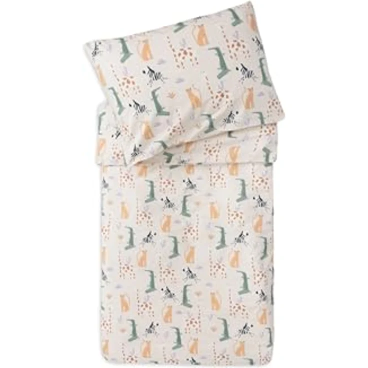 Jollein Kinderbettwäsche Jungle Jambo 100x140cm 100% Baumwolle Oeko-TEX Zertifiziert Babybettwäsche mit Kissenbezug Bettwäsche Set – Bild 1