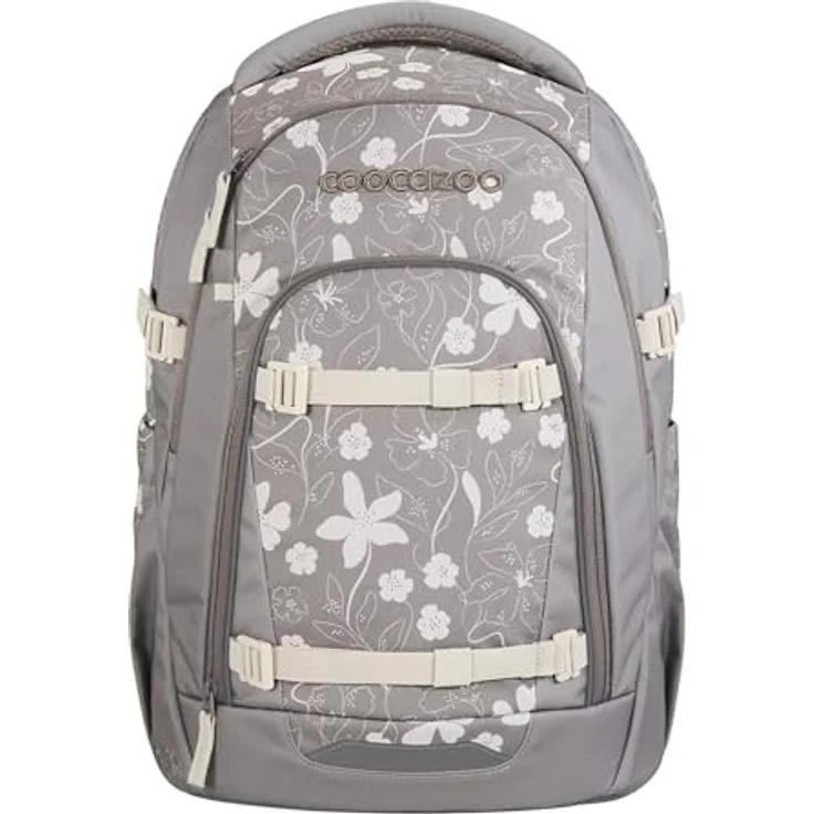 Coocazoo Mate Schulrucksack „Vanilla Bloom”, grau, ergonomisch, höhen- & größenverstellbar mit Brust- und Hüftgurt, 30 Liter, ab der 3. Klasse – Bild 1