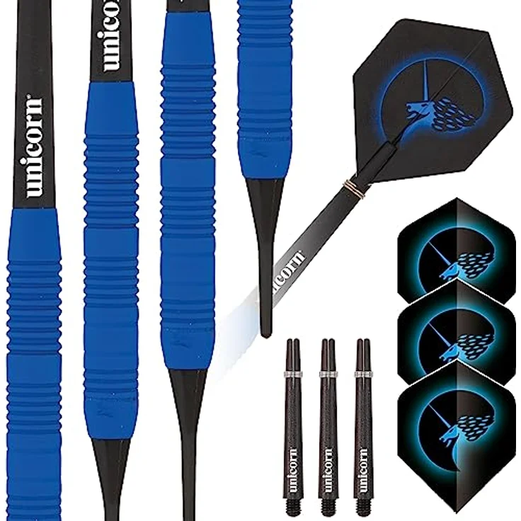 Unicorn Core Plus Rubberised Blue Brass Soft Darts, 16 Gr. / Inhalt 1 Stück – Bild 2