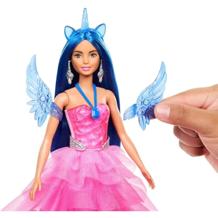 Barbie Anziehpuppe Saphire, zum 65. Geburtstag von Barbie, mit Einhorn-Accessoires, blau – Bild 4