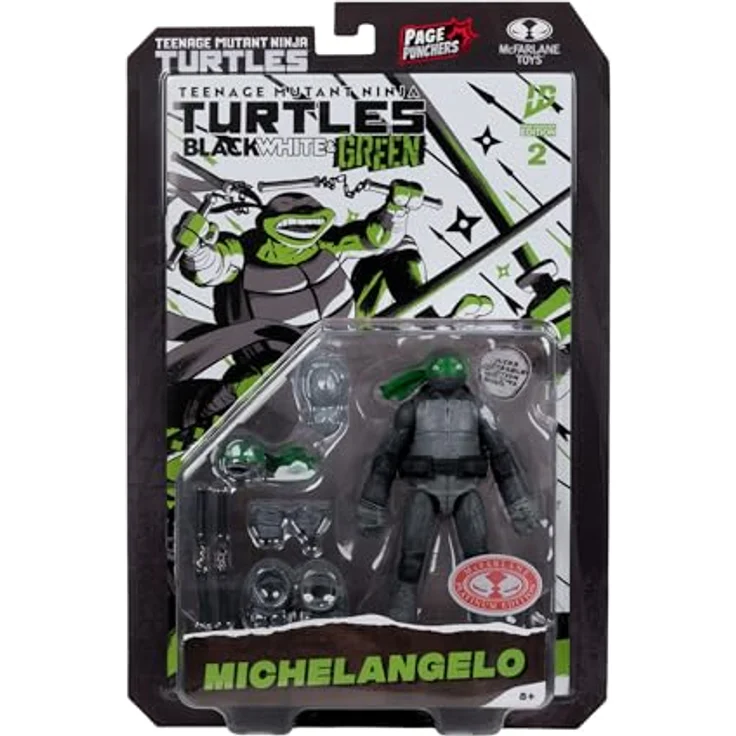 Teenage Mutant Ninja Turtles Page Punchers Actionfigur Michelangelo, Red Platinum Edition, 13 cm, Schwarz Weiß & Grün, mit Zubehör und Comic – Bild 11