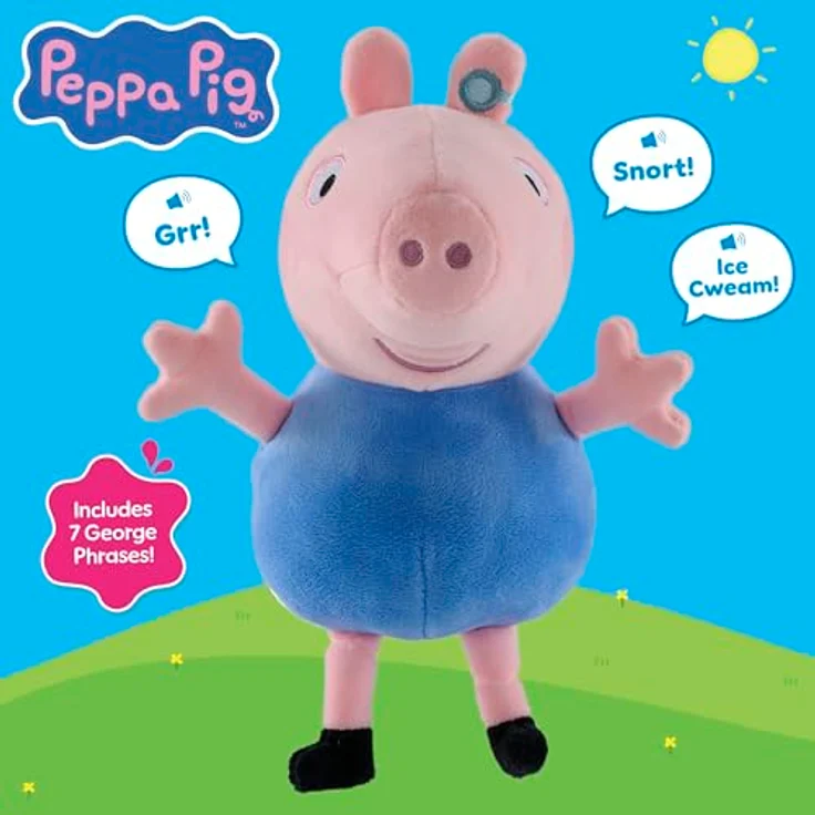 Chillfactor Peppa Pig Plüschfigur George, sprechendes Kuscheltier mit 7 Phrasen und Geräuschen, weich und kuschelig – Bild 5
