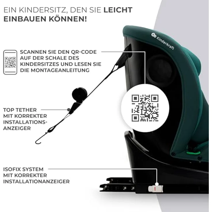 KinderKraft I-Grow, Reboarder Kindersitz gemäß ECE R129/i-Size, drehbar 360°, Neigungsverstellung, für Kinder von 40-150 cm – Bild 9