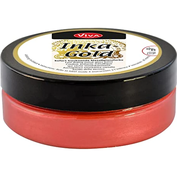 Viva Decor Inka Gold 62,5g (Lava Rot) - Schnell trocknende, wachshaltige Metallic Polierpaste für Holz, Ton & Terracotta, Hochglanz-Effekte und Used-Patina-Effekte – Bild 1