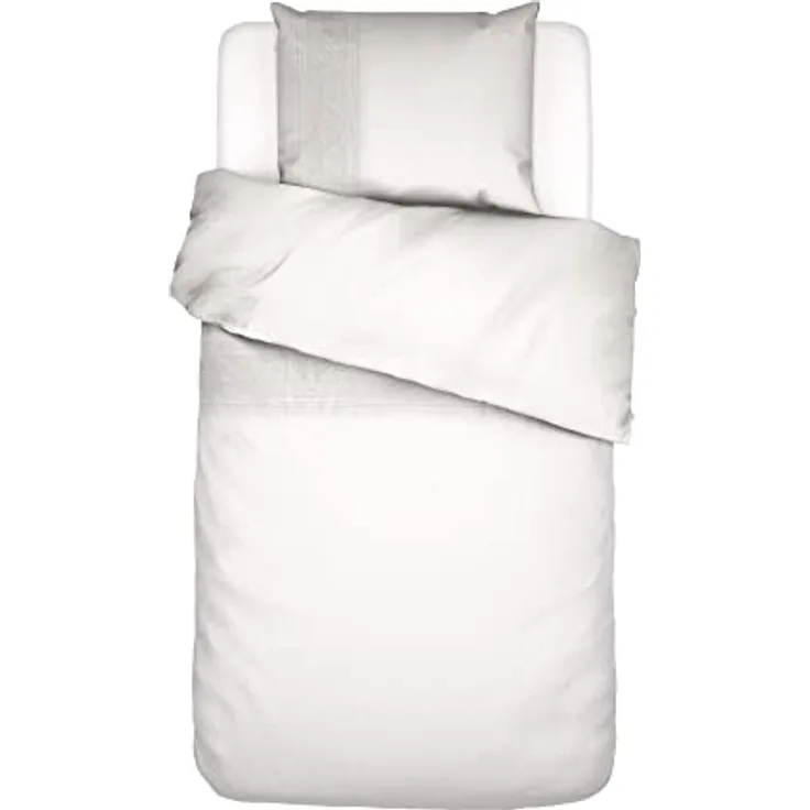 ESSENZA Bettwäsche May Weiß, 135x200 + 1x 80x80 cm, 100% Baumwollpercale, mit dezenten Blumenstickereien