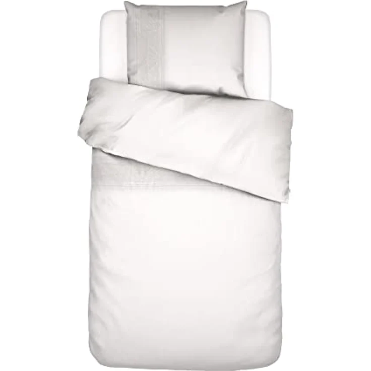 ESSENZA Bettwäsche May Weiß, 135x200 + 1x 80x80 cm, 100% Baumwollpercale, mit dezenten Blumenstickereien – Bild 1