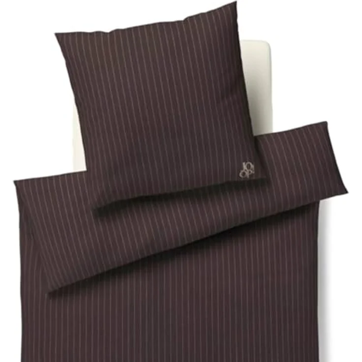 Joop! Bettwäsche Soft Stripes 45003 77, Flanell Mocca Braun mit Nadelstreifen, 135 cm x 200 cm, atmungsaktiv und pflegeleicht – Bild 2