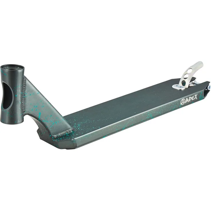 Apex Stuntscooter Apex Pro Stunt-Scooter Deck 580 (49cm) Splash grau/türkis, Aluminium 6082, T6, mit Schienen für Grinding und abgerundeter Flex Bremse