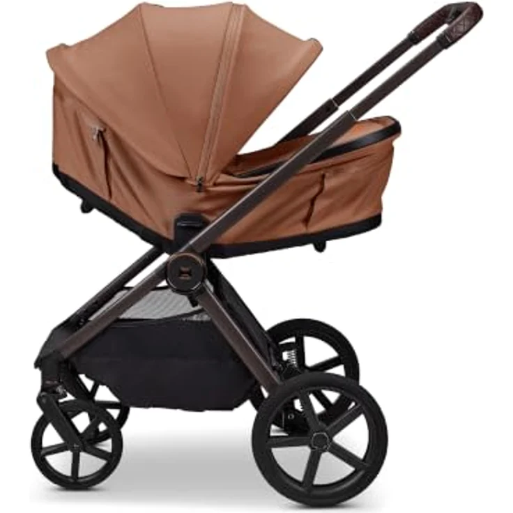 Moon Gio Fold Kombikinderwagen / 2in1 Kinderwagen mit faltbarer Babywanne, Cognac – Bild 3