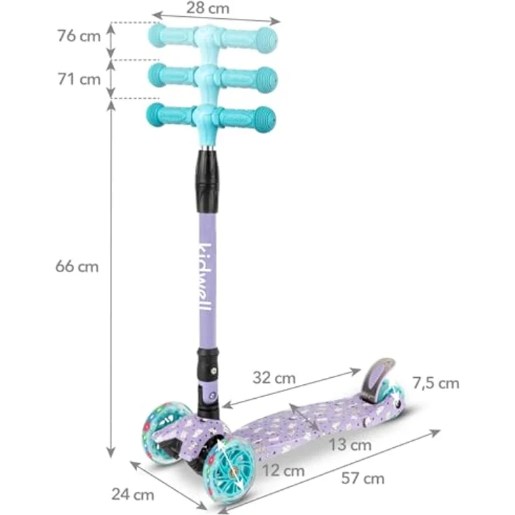 COIL VENTO Dreiradscooter Kinderroller, Tretroller mit ABEC-7-Lager, 3-stufiger Lenkradverstellung und LED-Rädern – Bild 9