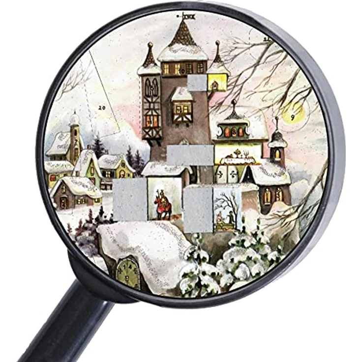 Nostalgischer Adventskalender aus Papier mit Bildern und Glitzer für Kinder und Erwachsene "An der Burg" – Bild 3