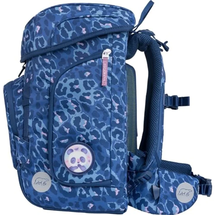 Beckmann Plus Air Schulranzen-Set 6-TLG. Cheetah, atmungsaktiver Ranzen mit wendbarer Vordertasche, inklusive Brustgurt und Sporttasche – Bild 3