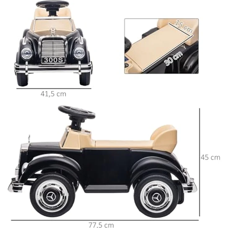 AIYAPLAY Rutschauto, Kinderfahrzeug mit Stauraum und Kippschutz, Schwarz, für 18-48 Monate Kinder – Bild 5