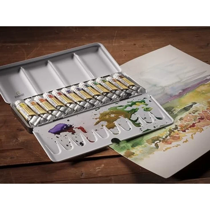 Rembrandt Professionelles Aquarellfarben Set, 12 Farben für Landschaftsbilder in luxuriöser Metalldose, je 10 ml, extrafeine Qualität – Bild 5