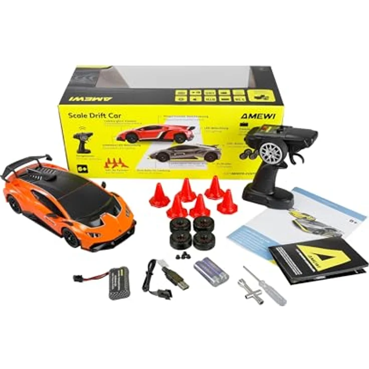 Amewi RC Drift Lizenz Lamborghini Huracan, orange, RTR Ready-to-Run – Bild 3