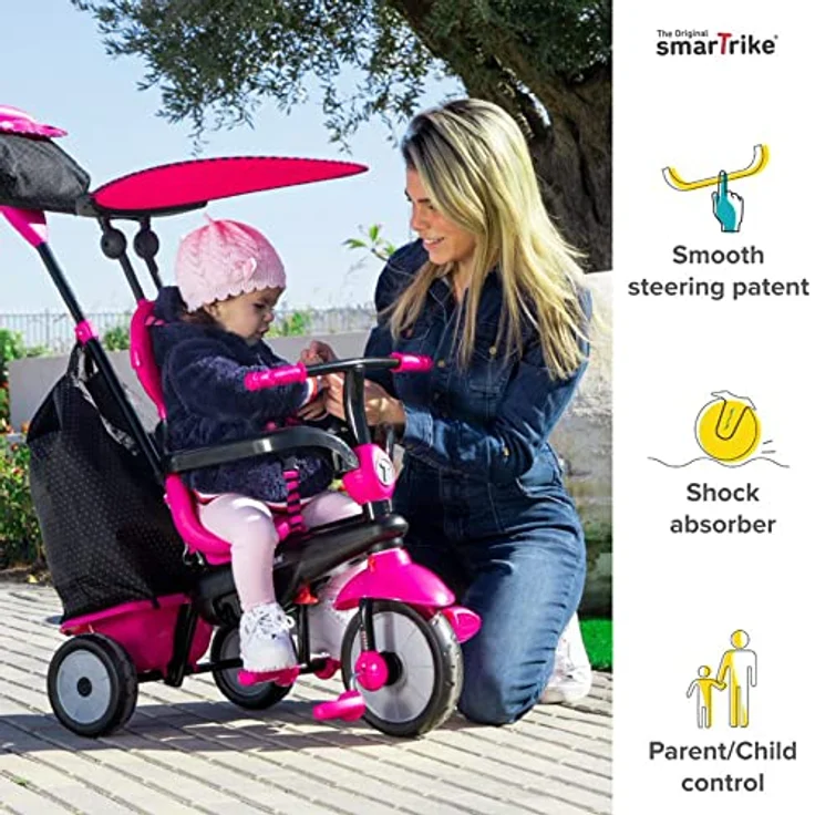 SmarTrike Vanilla Plus Dreirad, 3in1 Umbaumöglichkeit für Kinder von 15 Monaten bis 3 Jahren, mit Sonnenschutzdach und praktischer Tasche – Bild 2