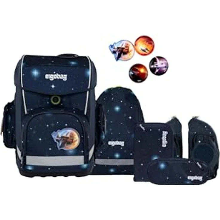 ergobag cubo light Set ergonomischer Schulrucksack, extra leicht, Set 5-teilig, 780 g, nachhaltig recycelte PET-Flaschen, blau – Bild 1