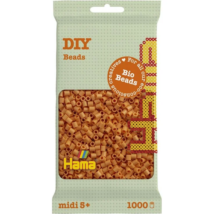 Hama Bügelperlen Beutel mit 1000 Bio Midi-Bügelperlen helles apricot