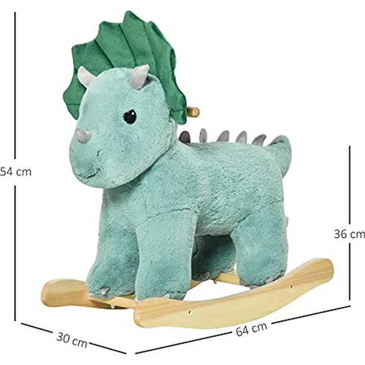 HOMCOM Kinder Schaukel Schaukeltier Schaukelpferd Dunkelgrün 64 x 30 x 54 cm – Bild 3