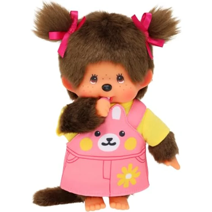 Monchhichi Plüschfigur Mädchen im Häschen-Kleid mit Zöpfen, 20 cm Puppe für Kinder ab 2 Jahren – Bild 3