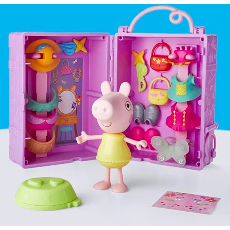 Hasbro Peppa Pig Peppas Anziehspaß-Kleiderschrank, Spielset mit 15 cm Peppa Figur, 14 Accessoires, drehbarem Ständer und Aufklebern,für Kinder ab 3 Jahren – Bild 8